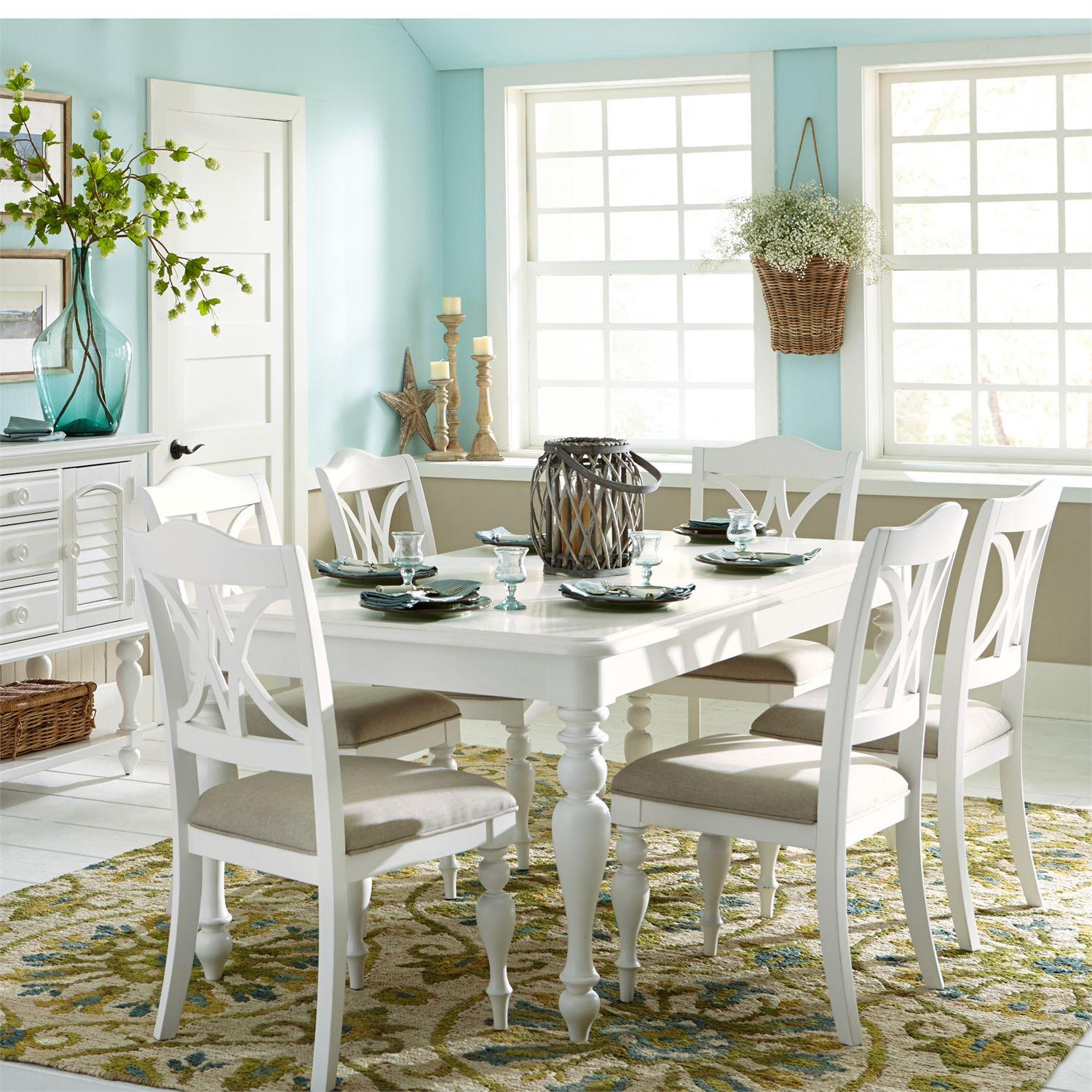 

    
Oyster White Finish Wood Dining Room Set 7 Pcs Summer House (607-CD) Liberty Furniture
