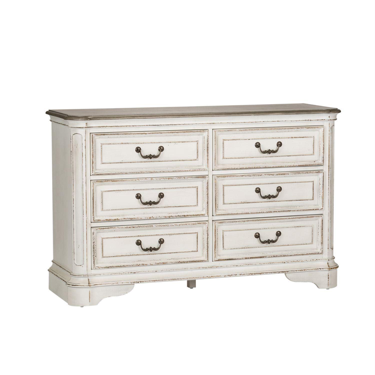

    
Antique White Finish Wood Double Dresser Magnolia Manor (244-YBR) Liberty Furniture

