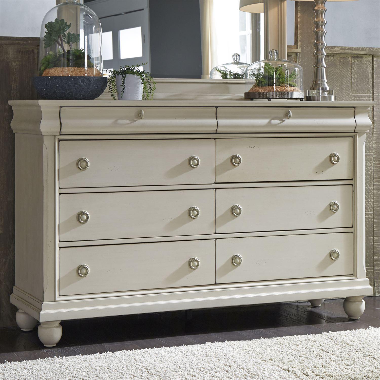 Traditional Double Dresser Rustic Traditions II  (689-BR) Double Dresser 689-BR31 in White 