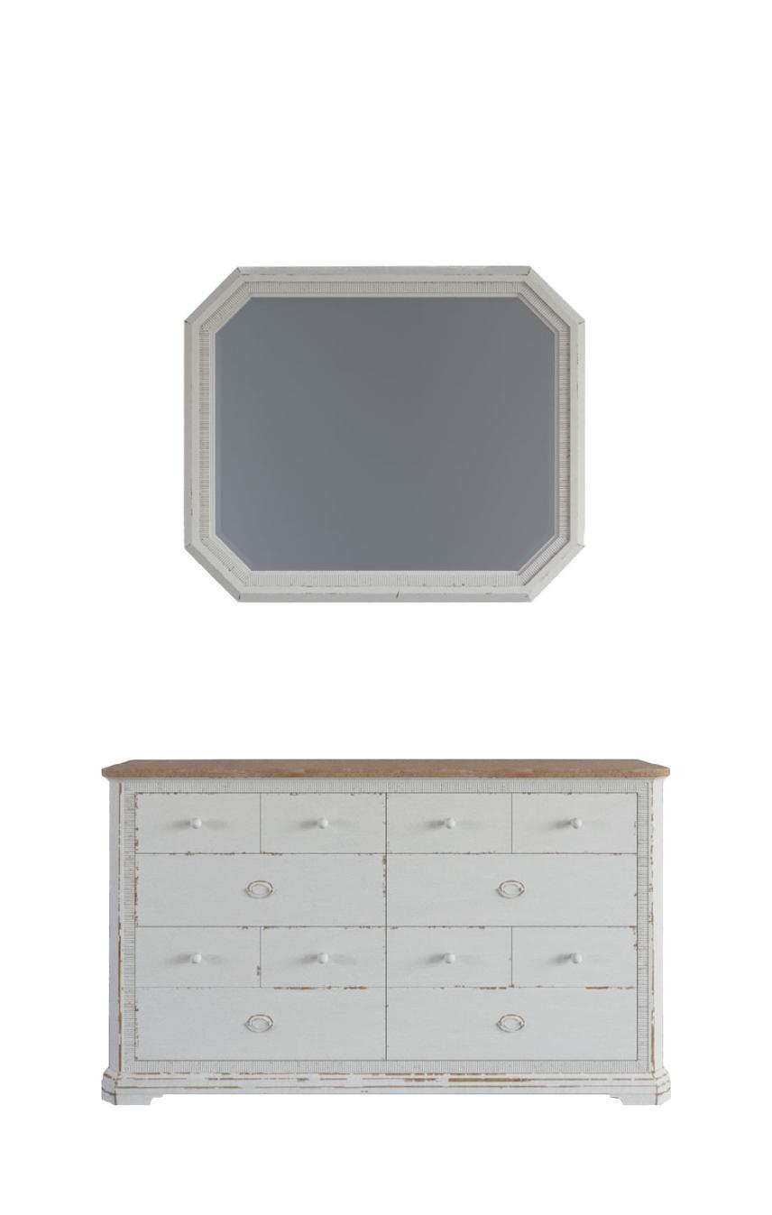 Contemporary, Modern Dresser With Mirror Palisade 273130-2908-2pcs in White 