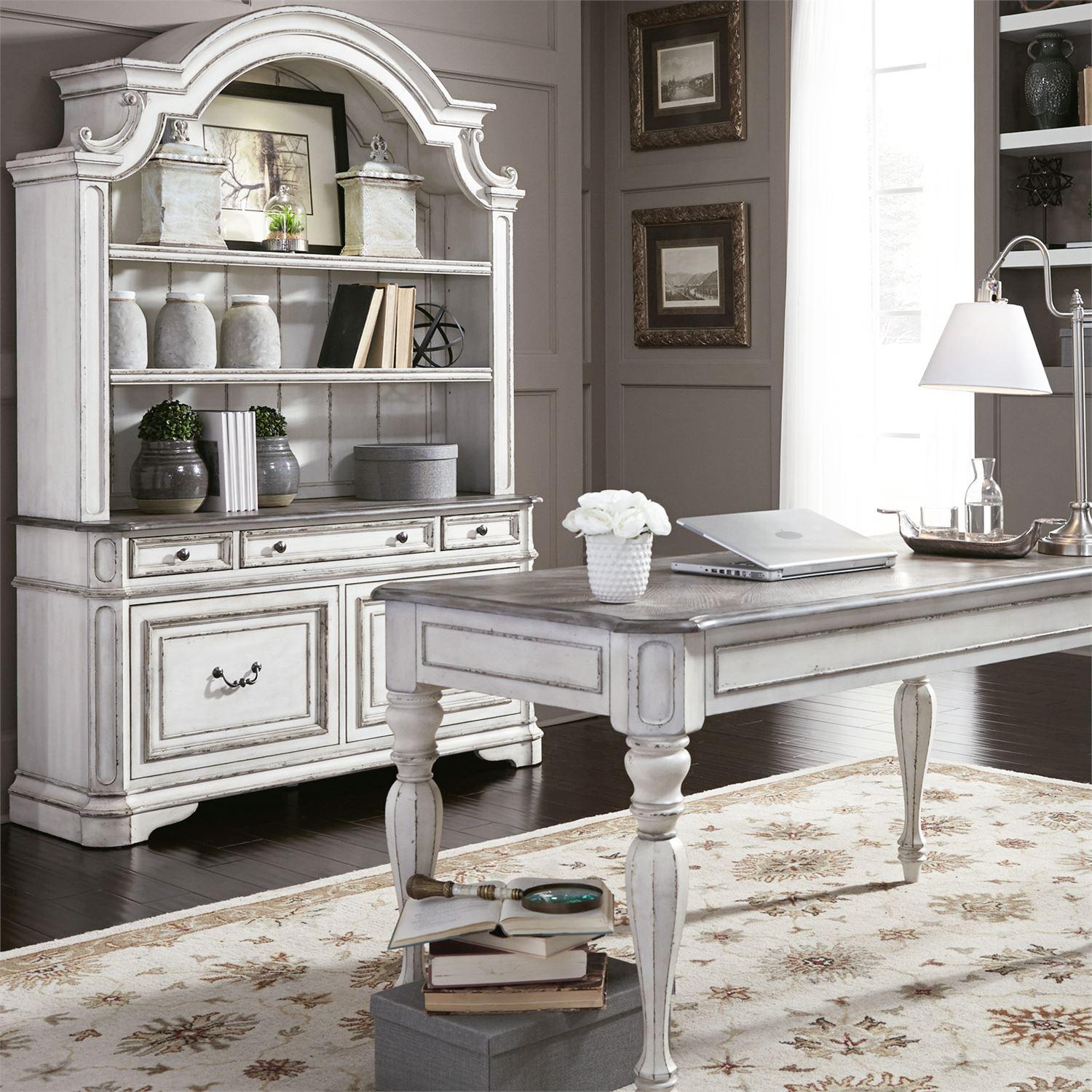 

    
Antique White Finish Executive Desk Set 3 Pcs Magnolia Manor (244-HOJ) Liberty Furniture
