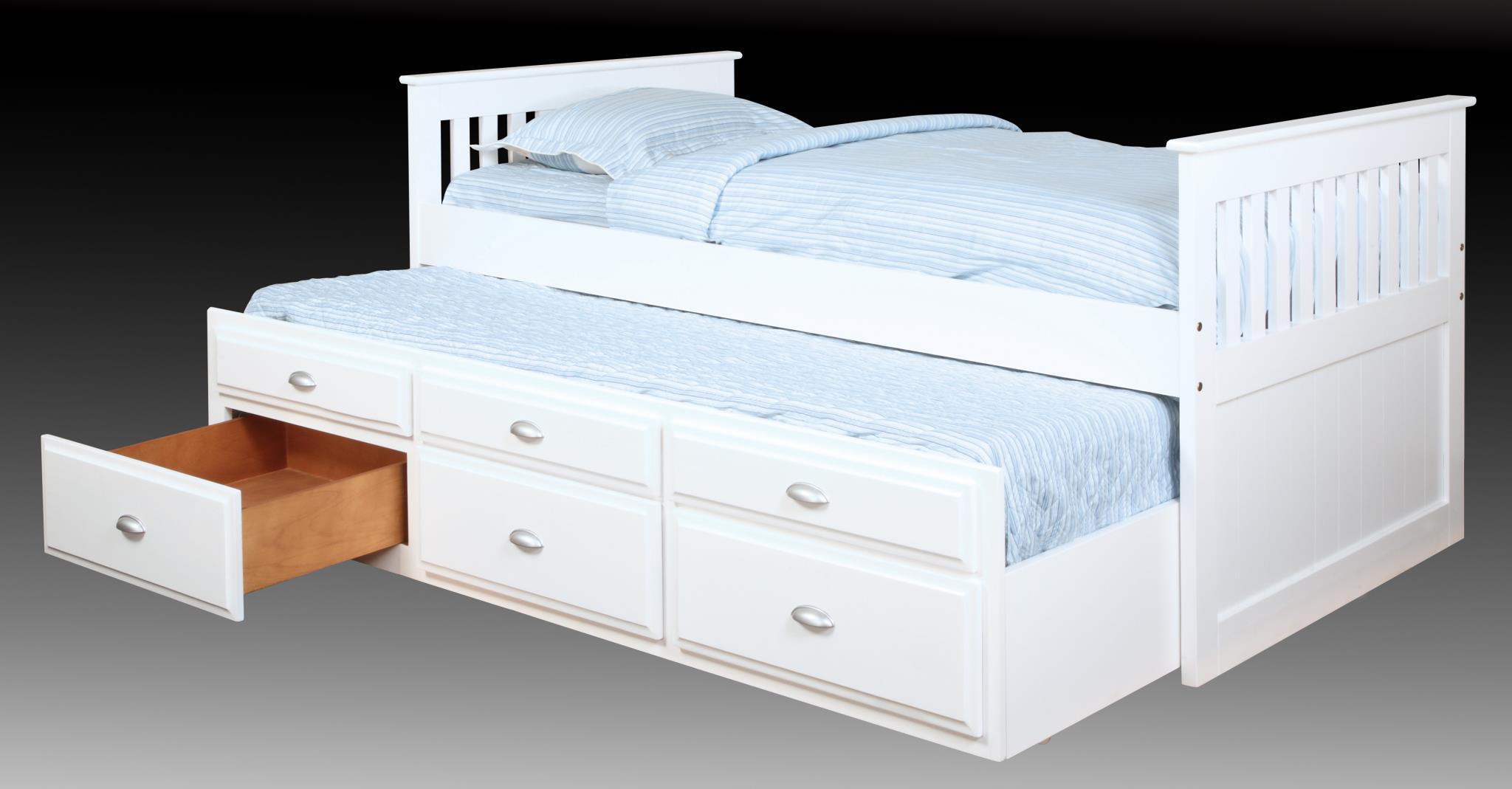 

    
White Wood Kids Bed w/ Trundle & Drawers by Bernards Furniture White Captain 500
