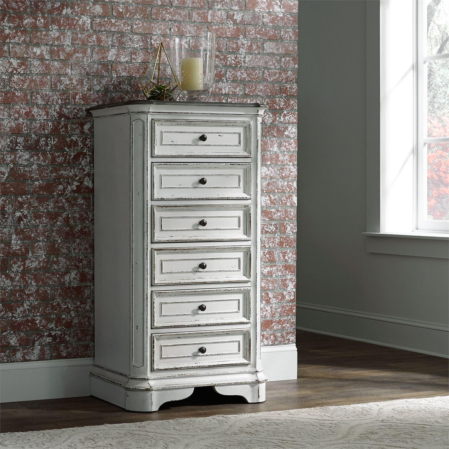 European Traditional Lingerie Chest Magnolia Manor  (244-BR) Lingerie Chest 244-BR43 in White 