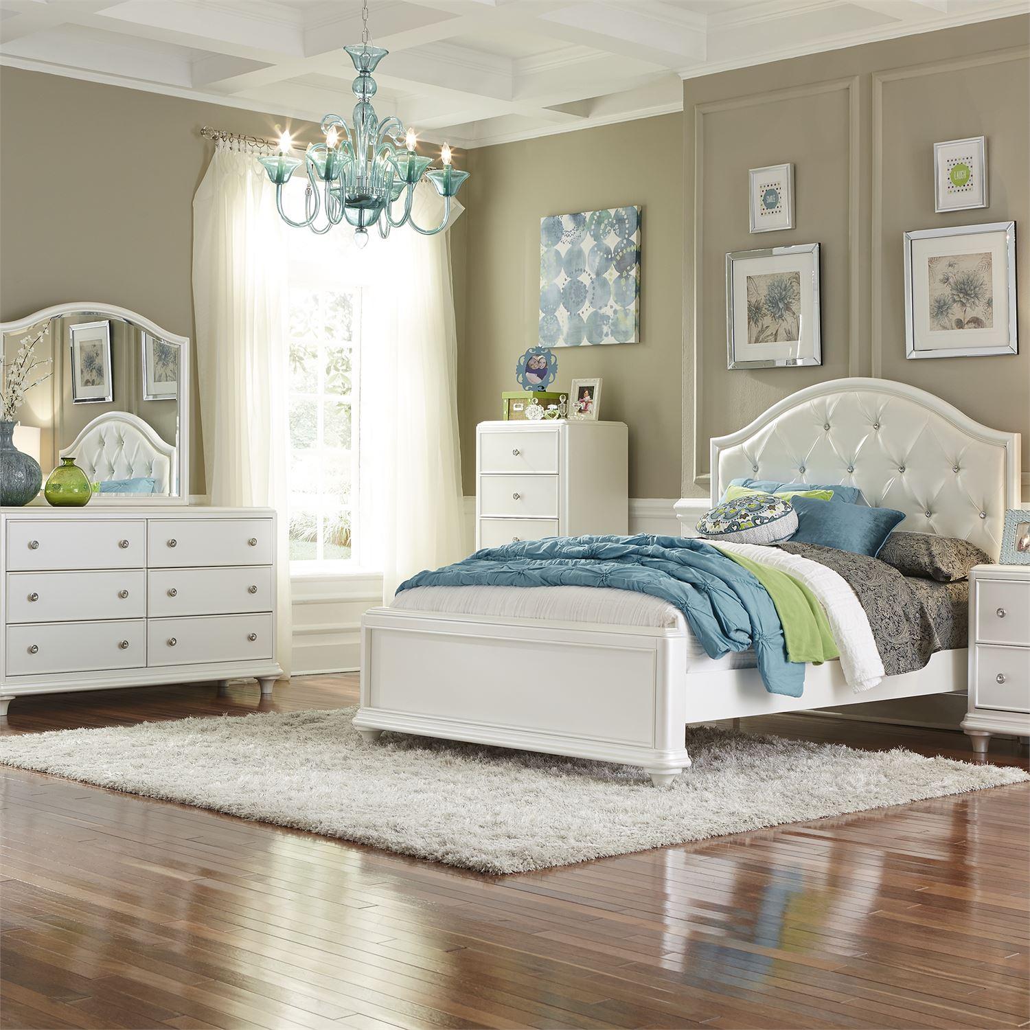 

    
Iridescent White Finish Wood Twin Panel Bed Set 3 Pcs Stardust (710-YBR) Liberty Furniture
