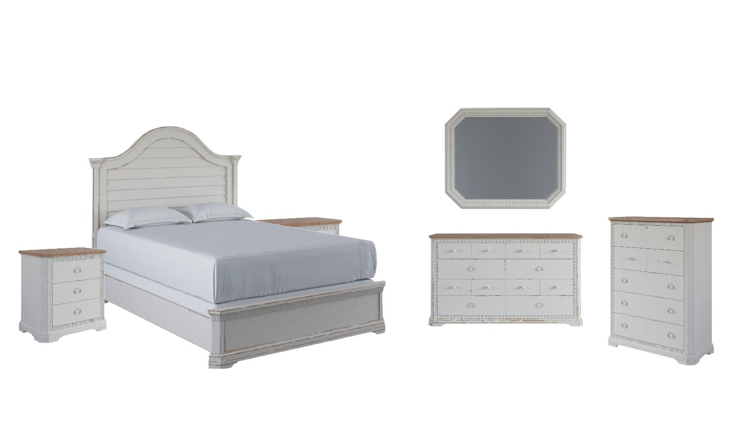 

    
White Wood Queen Size Panel Bedroom Set 6Pcs by A.R.T. Furniture Palisade

