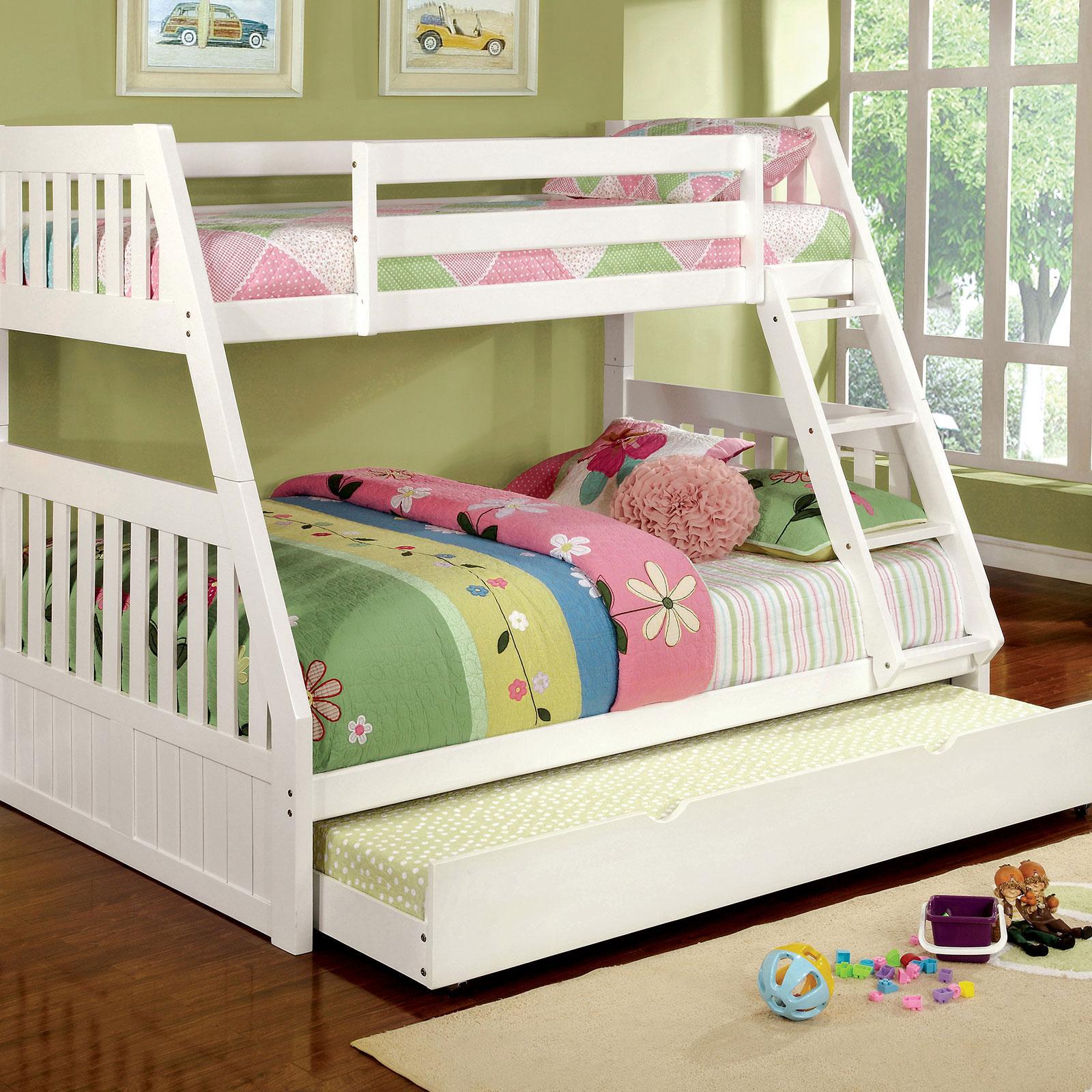 

    
White Wood Twin/Full Bunk Bed CANBERRA CM-BK607 FOA Cottage
