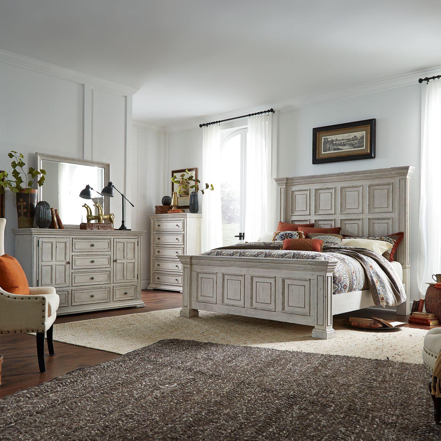 Transitional Panel Bedroom Set Big Valley (361W-BR) 361W-BR-CPBDMC in White 
