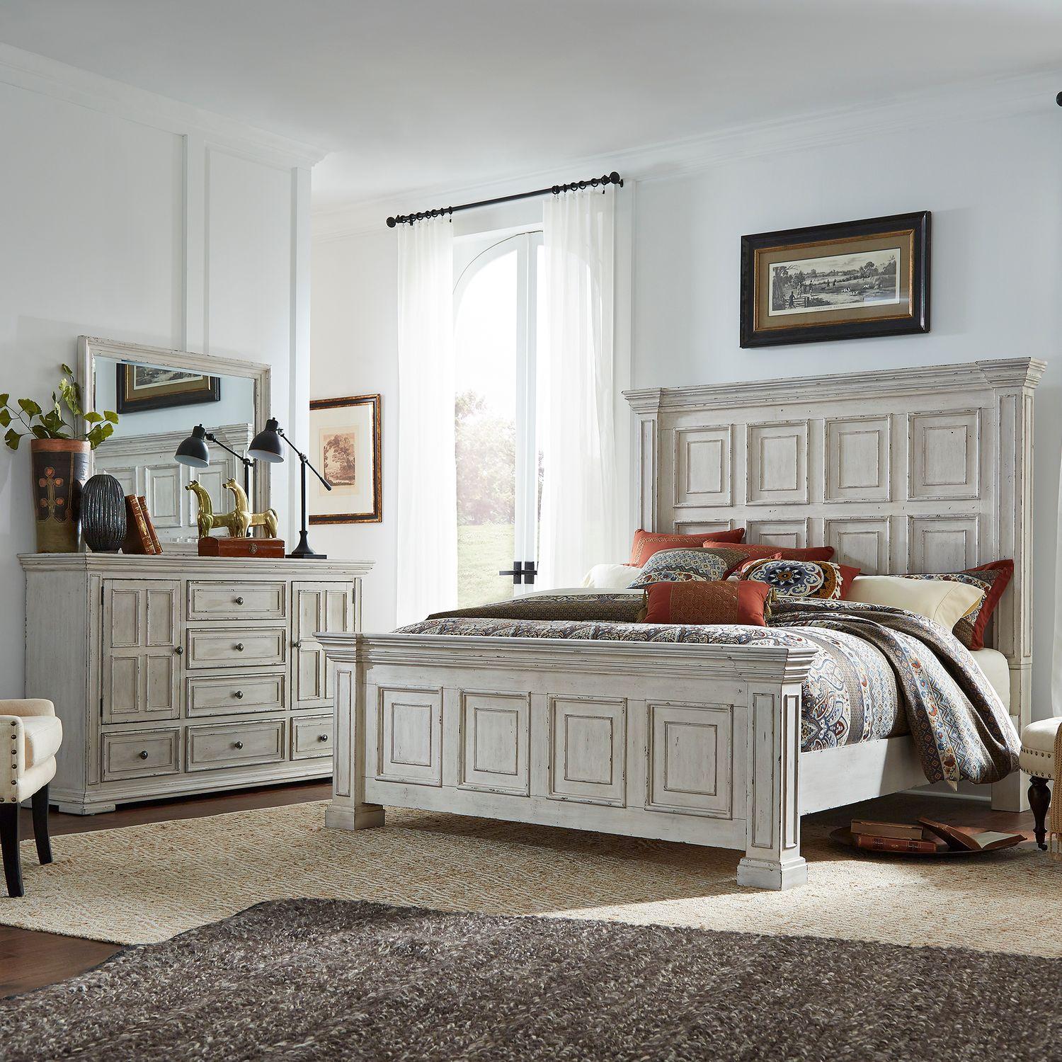 Transitional Panel Bedroom Set Big Valley (361W-BR) 361W-BR-CPBDM in White 