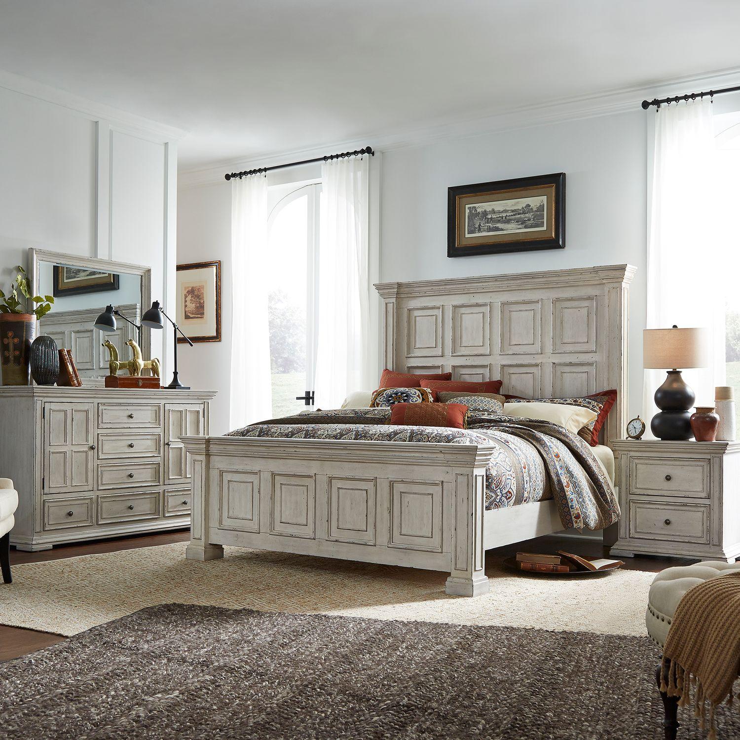 Transitional Panel Bedroom Set Big Valley (361W-BR) 361W-BR-CPBDMN in White 