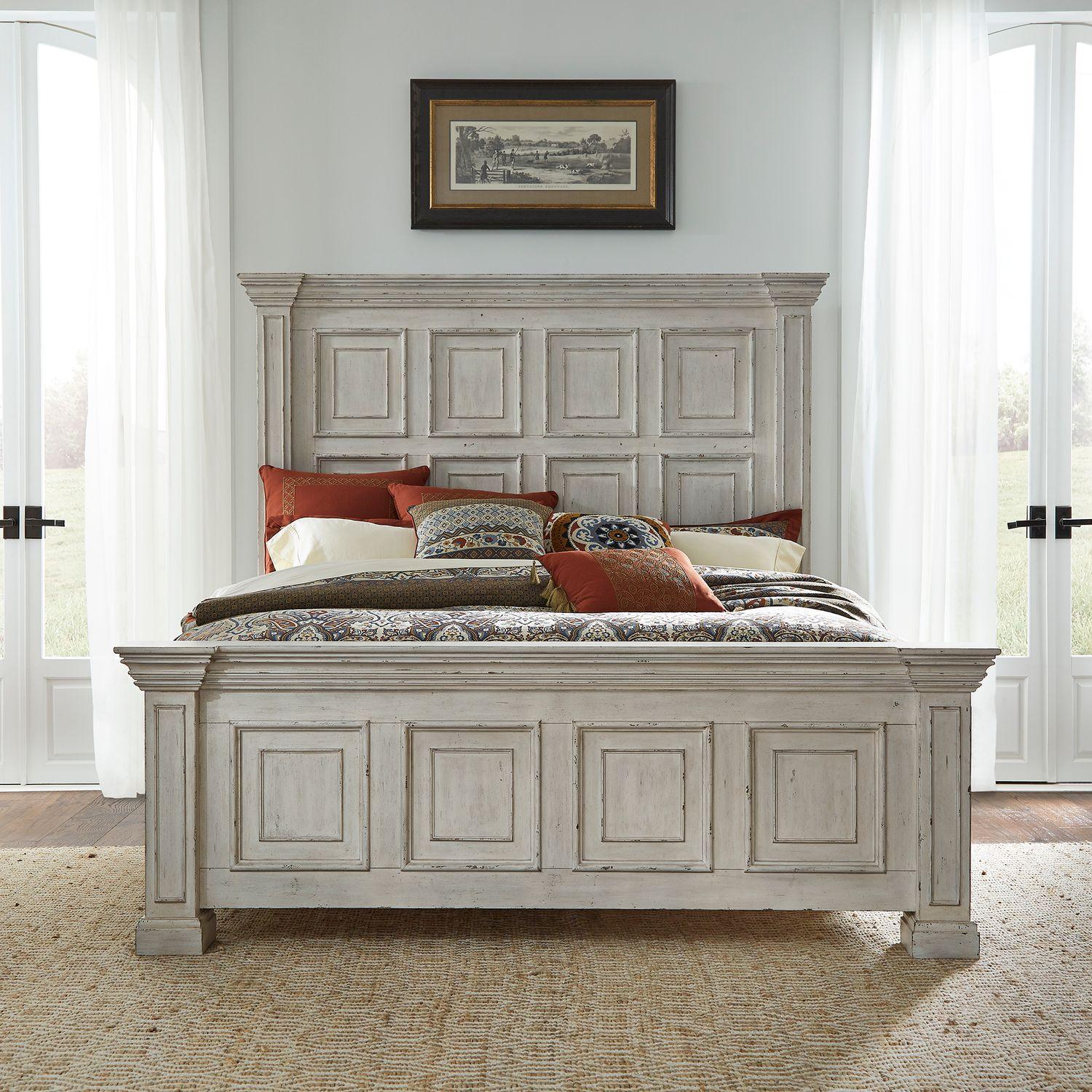Transitional Panel Bed Big Valley (361W-BR) 361W-BR-CPB in White 