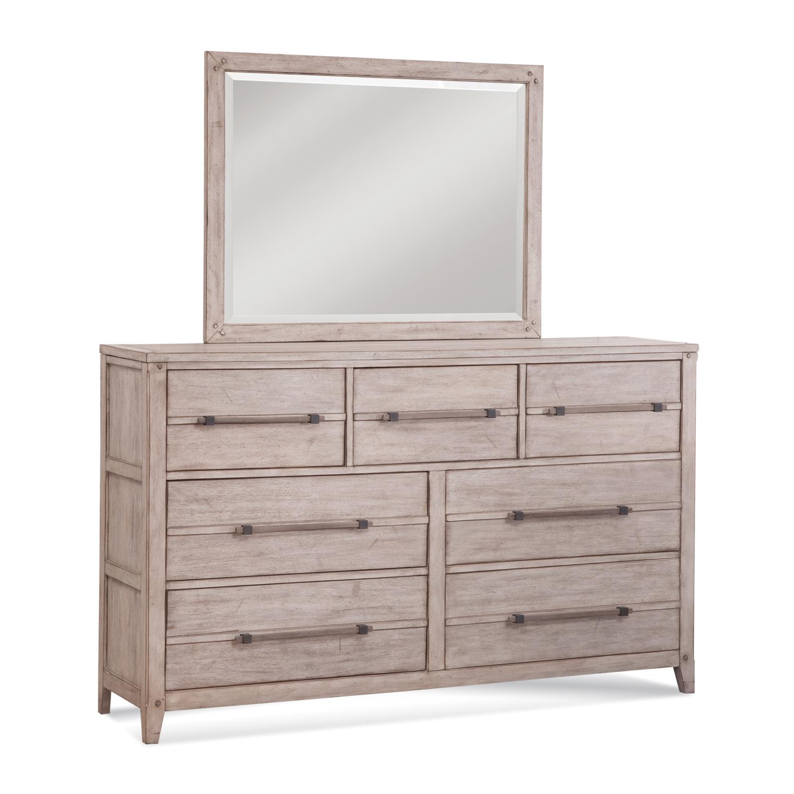 Classic, Traditional Dresser With Mirror AURORA 2810-TDLM 2810-TDLM in whitewash 