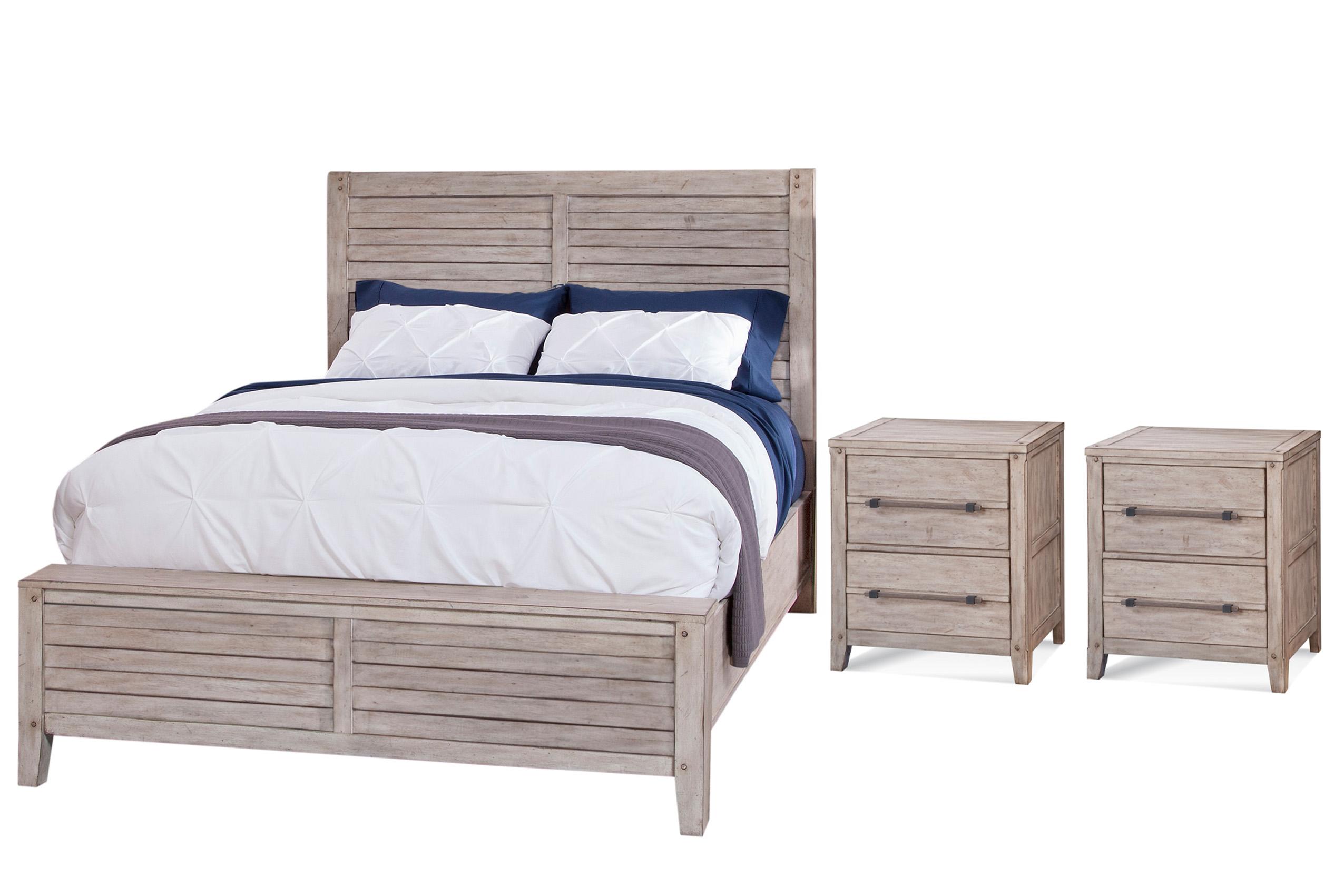 Classic, Traditional Panel Bedroom Set AURORA 2810-66PAN 2810-66PAN-2810-420-2N-3PC in whitewash 