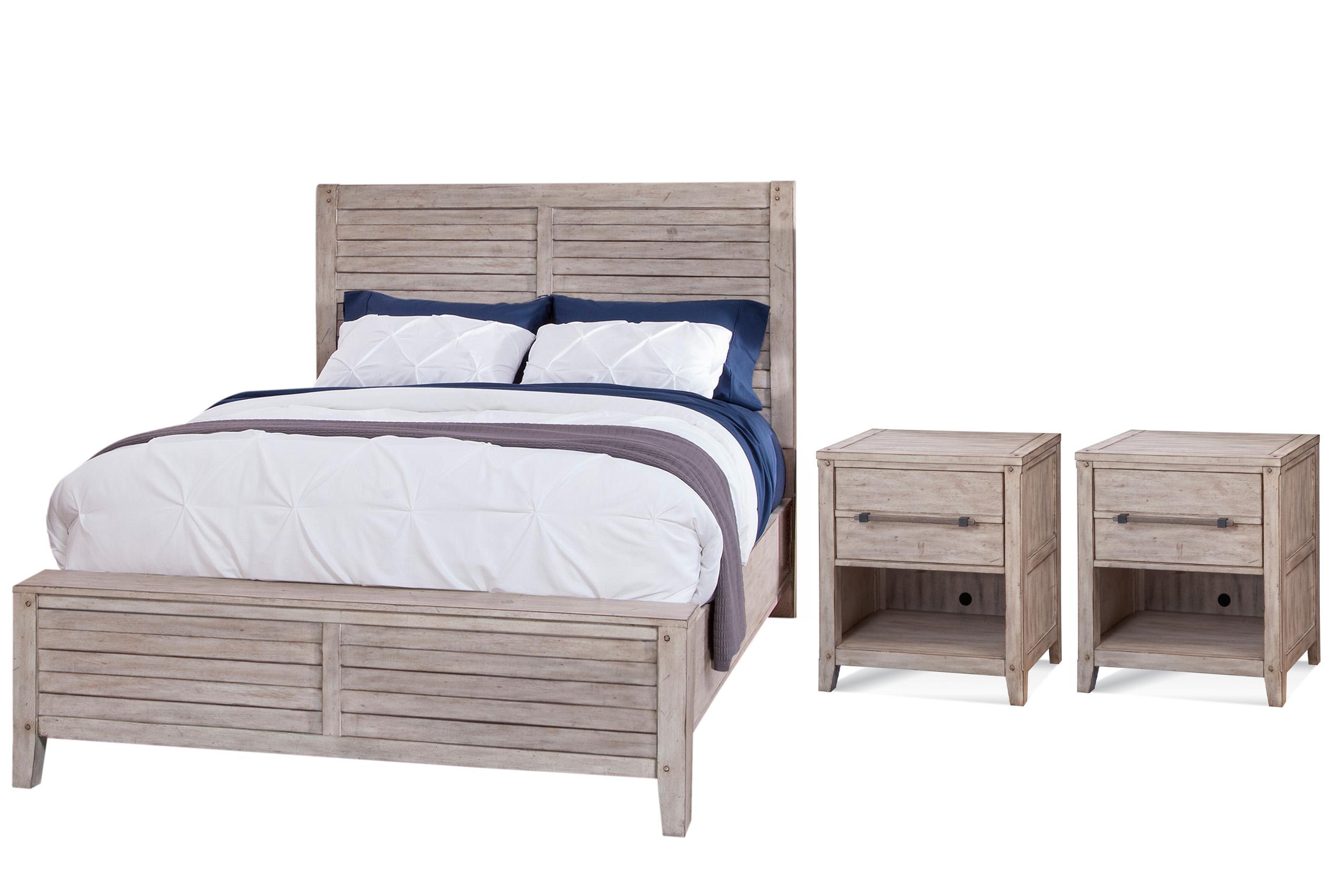 Classic, Traditional Panel Bedroom Set AURORA 2810-66PAN 2810-66PAN-2N-3PC in whitewash 