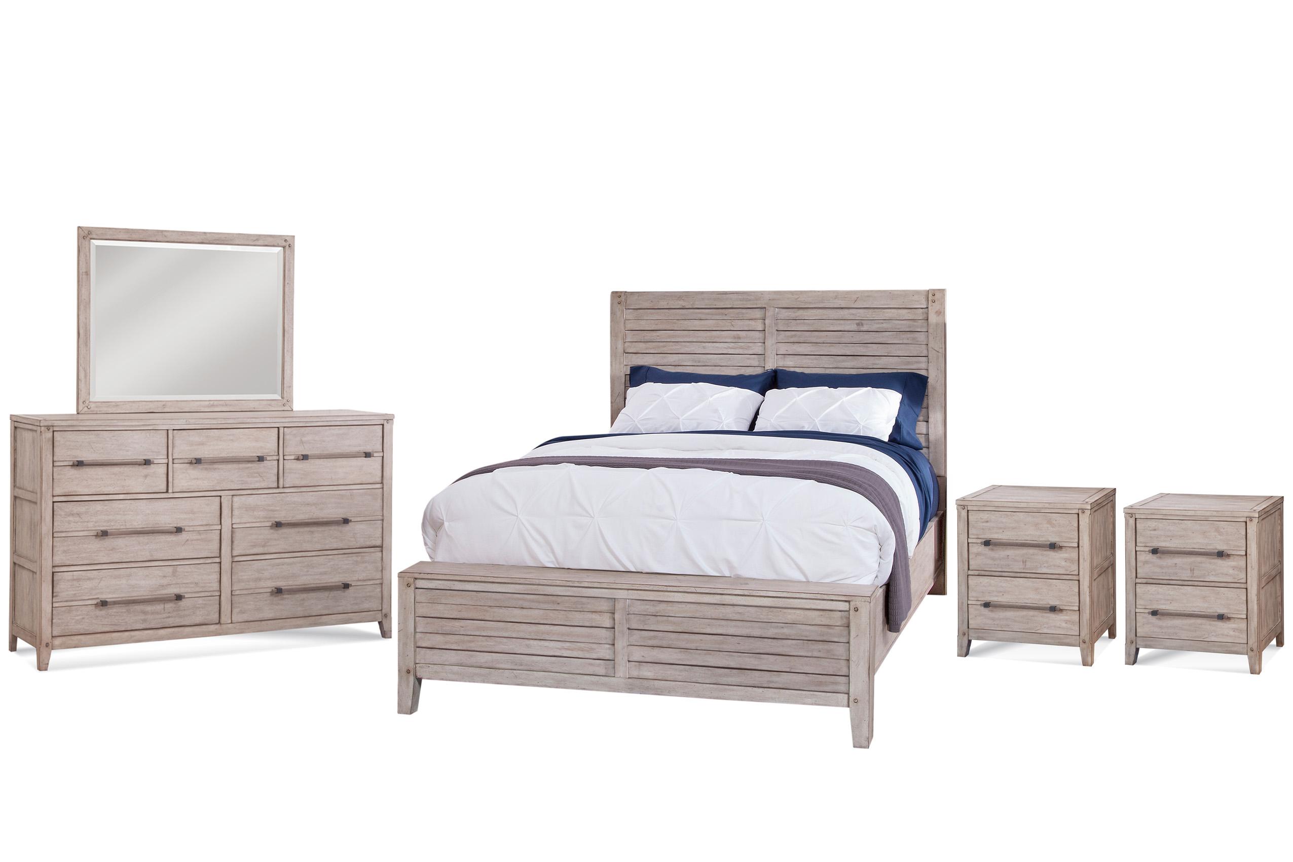 

    
Whitewash King Panel Bed Set 5Pcs AURORA 2810-66PAN-2810-420 American Woodcrafters
