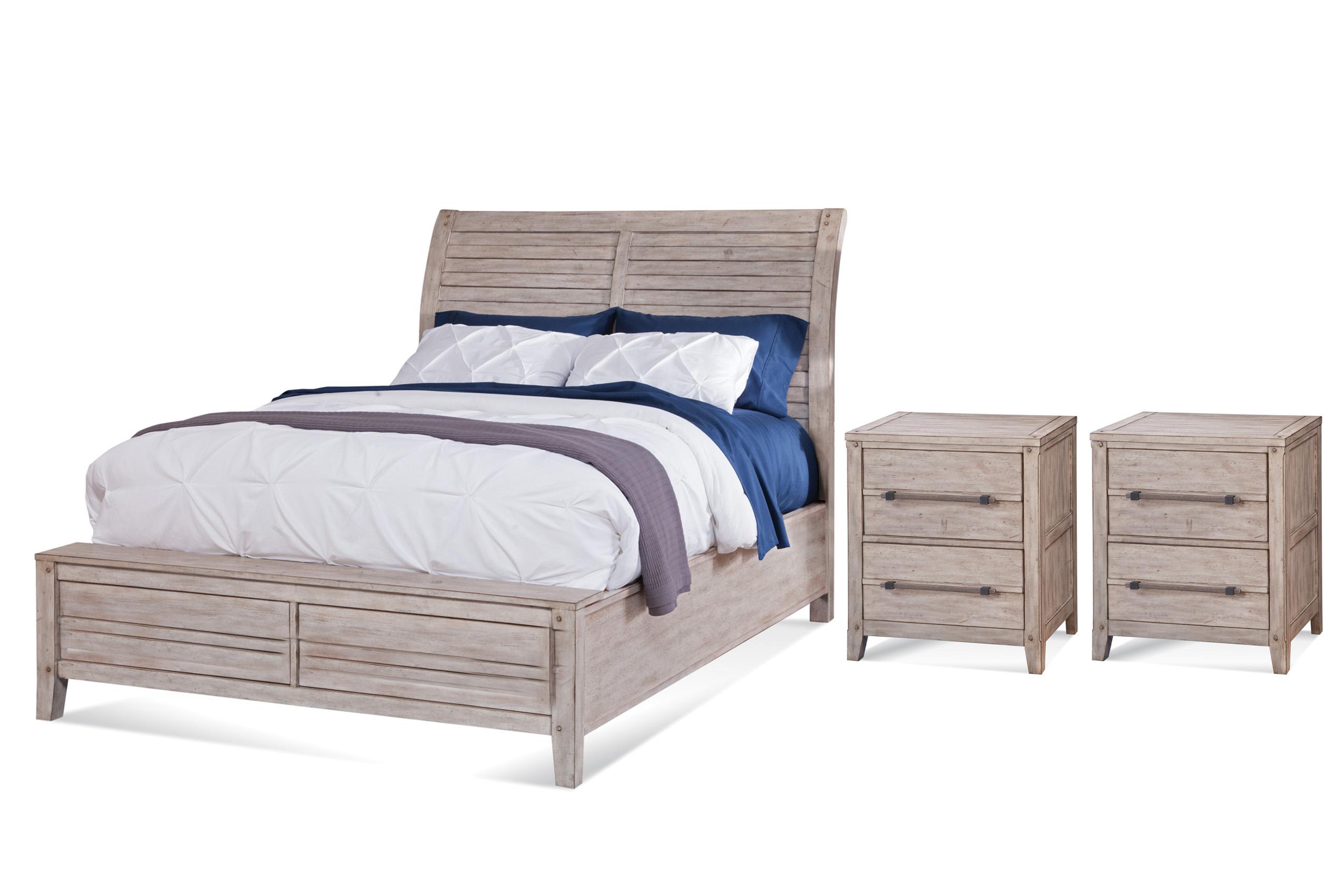 Classic, Traditional Sleigh Bedroom Set AURORA 2810-66SLP 2810-66SLP-2810-420-2N-3PC in whitewash 