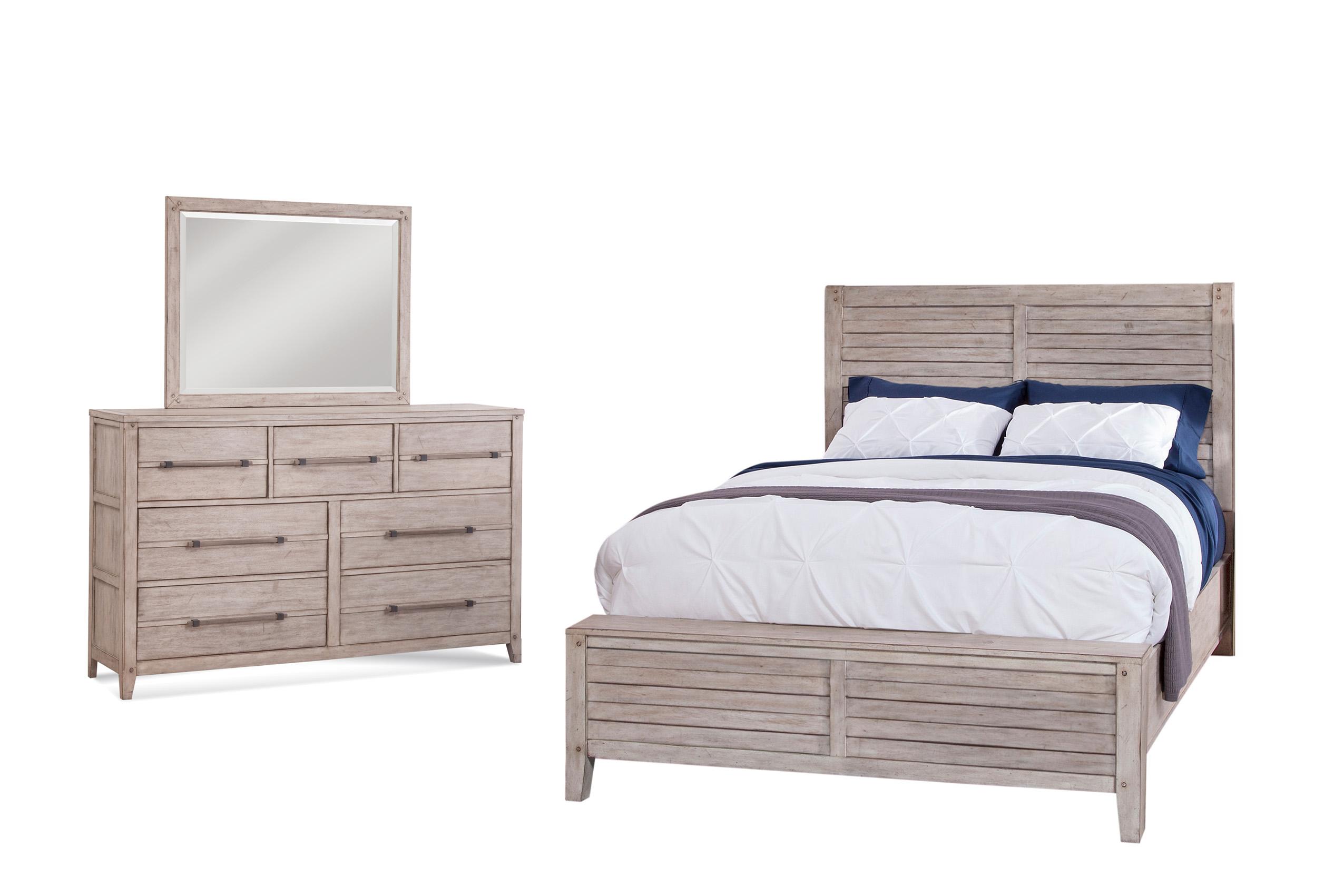 Classic, Traditional Panel Bedroom Set AURORA 2810-50PAN 2810-QPNPN-3PC in whitewash 