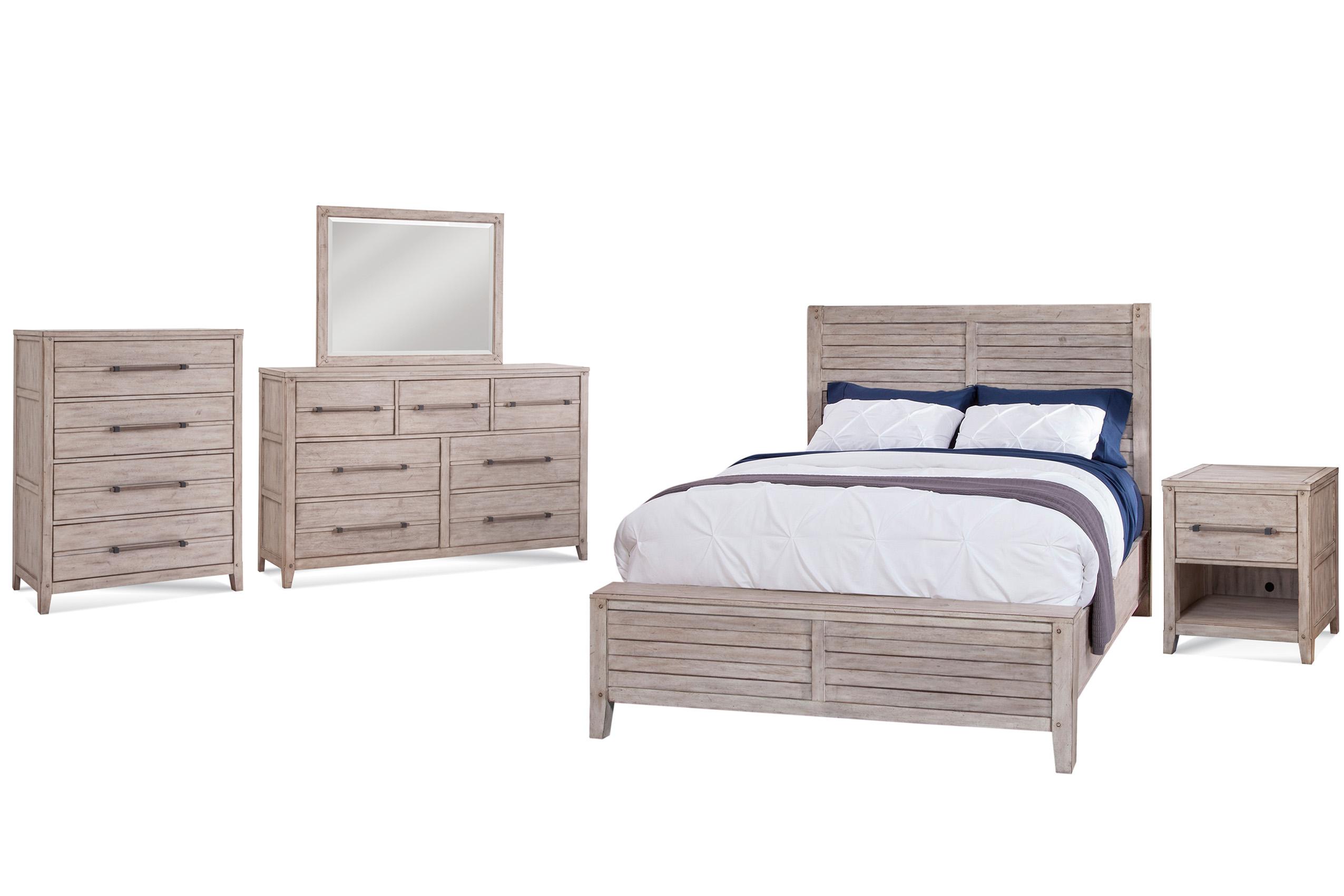 

    
Whitewash Queen Panel Bed Set 5Pcs AURORA 2810-QPNPN-5PC American Woodcrafters
