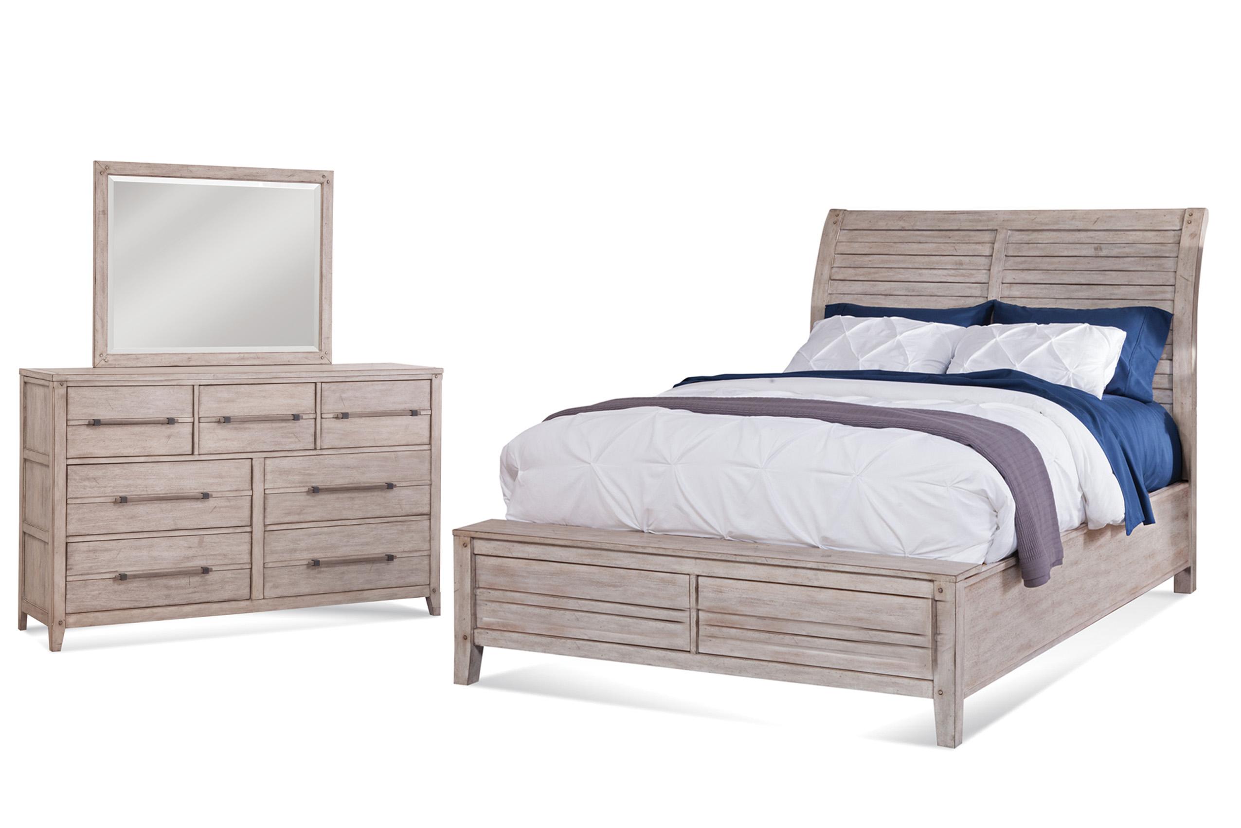 

    
Whitewash Queen Sleigh Bed Set 3Pcs AURORA 2810-QSLPN-3PC American Woodcrafters
