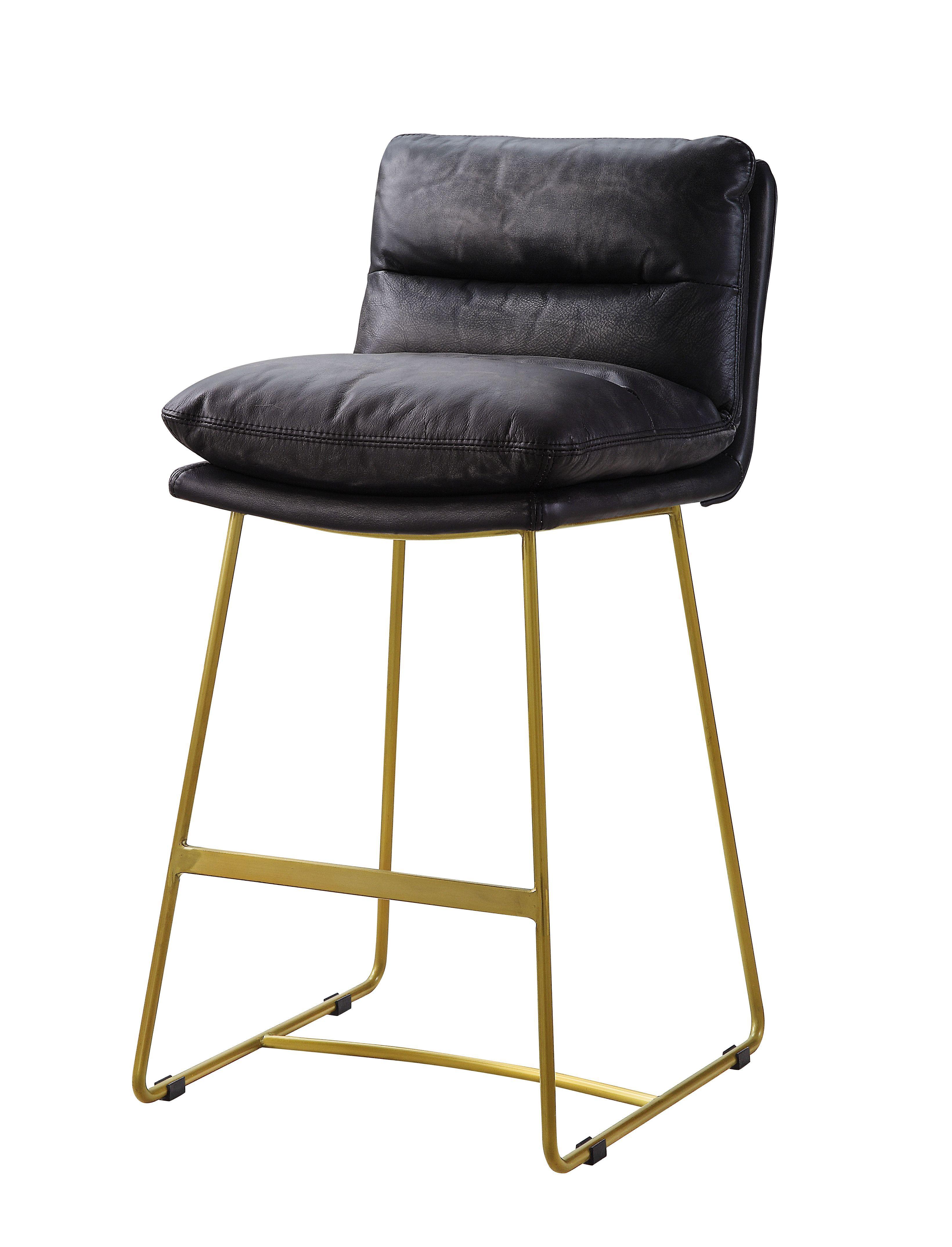 Casual, Transitional Counter Stool Willow CHC366 in Black Geniune Leather