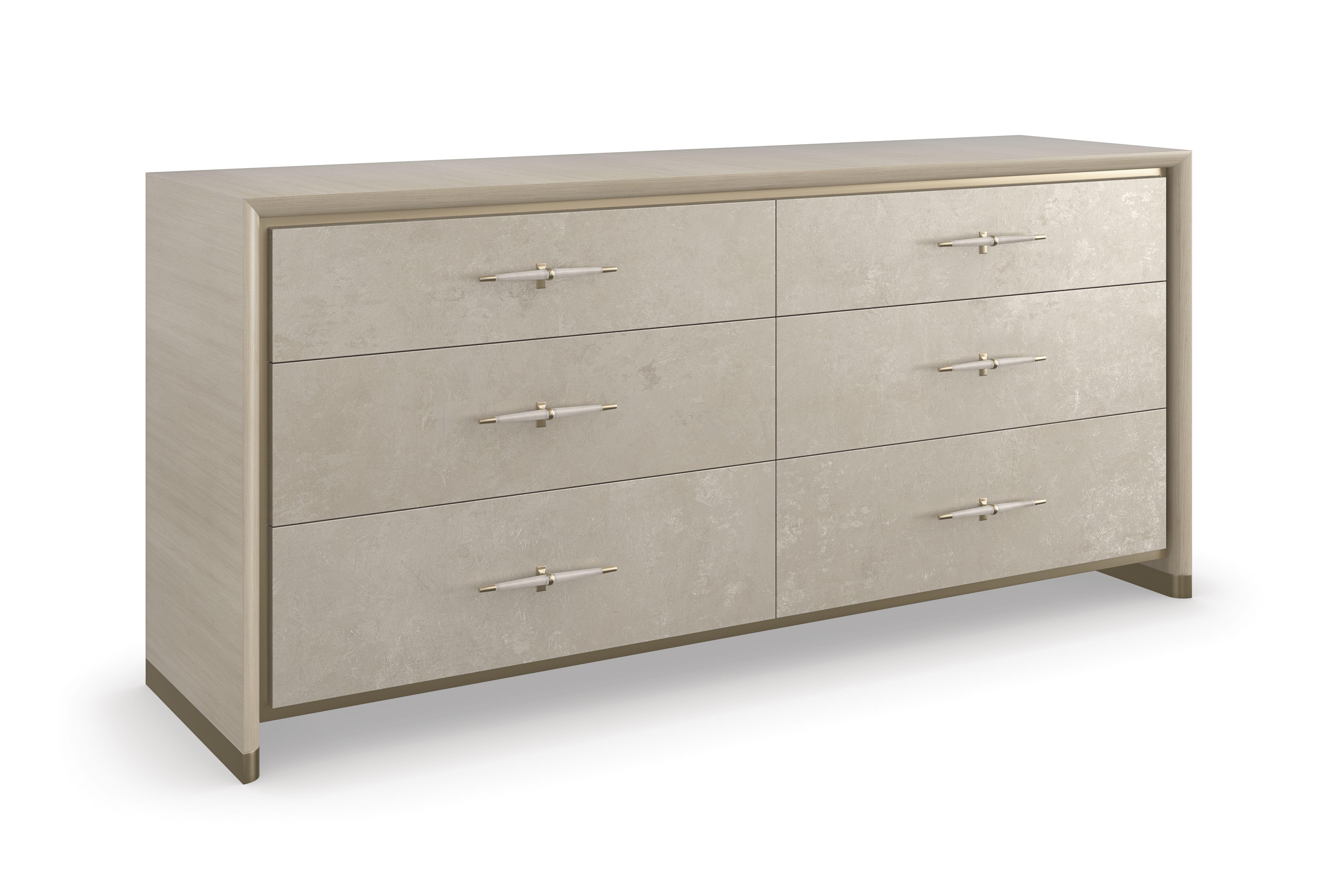 

    
Winter Frost Finish Six Drawers Dresser HANG UP DRESSER by Caracole
