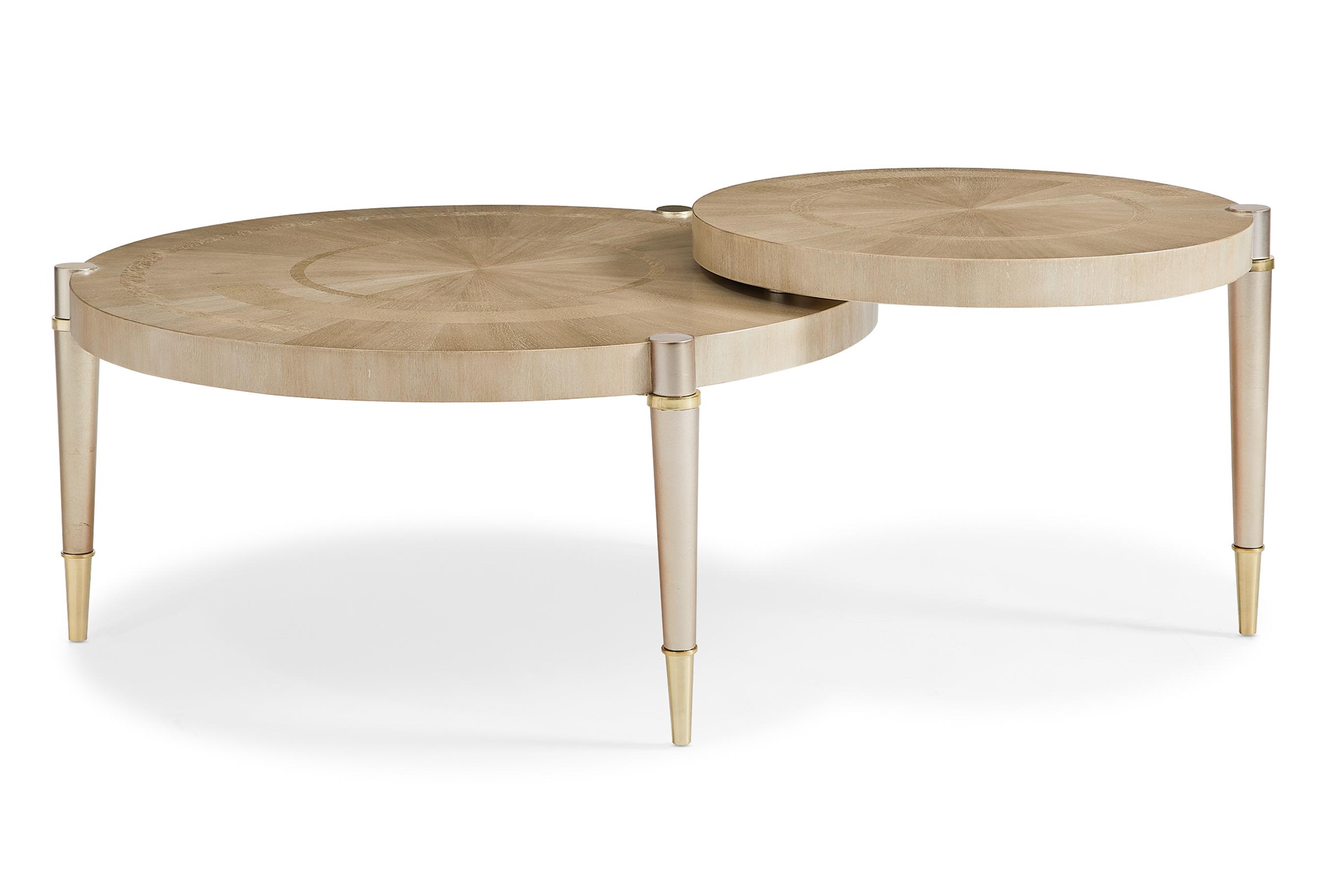 

    
Winter Wheat Finish Two Overlapping Tops Coffee Table PARTIAL ECLIPSE by Caracole

