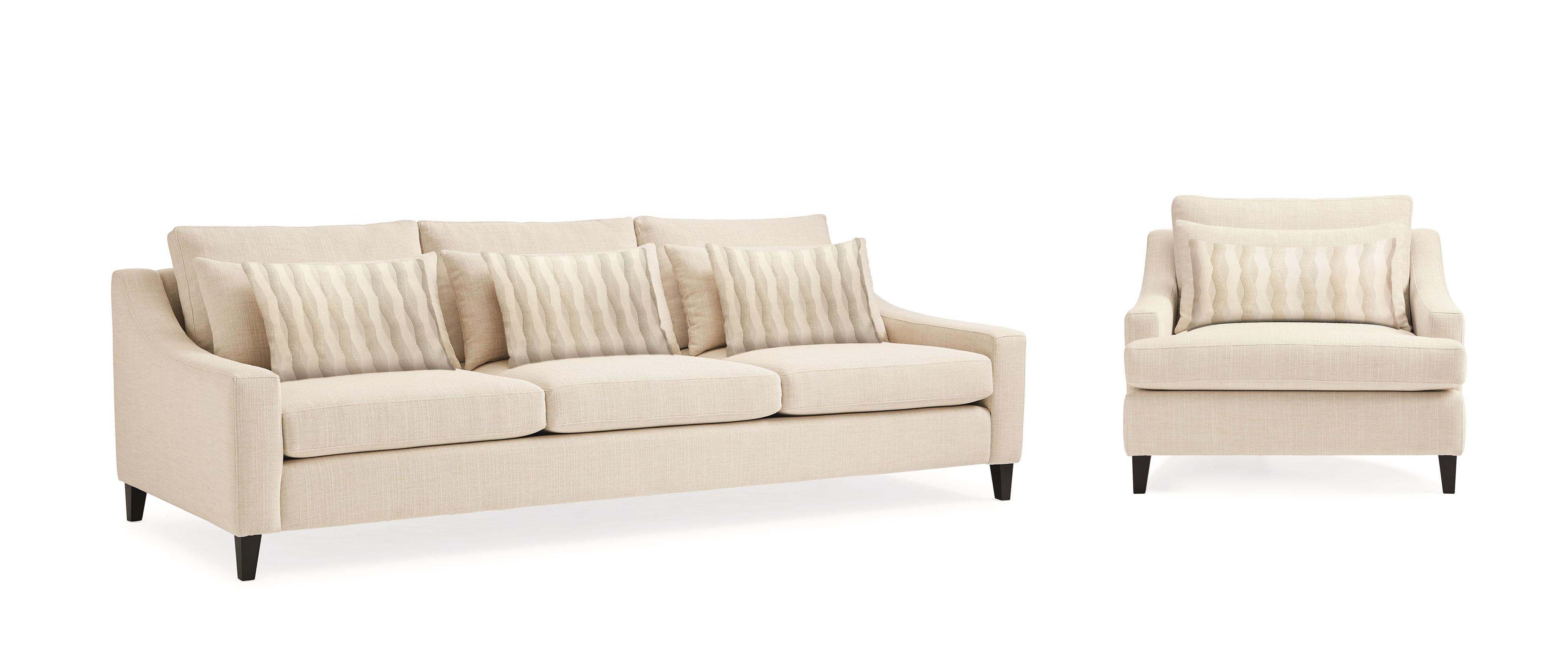 Contemporary Sofa and Chair THE MADISON SOFA (LARGE) SGU-418-013-A-Set-2 in Cream Linen