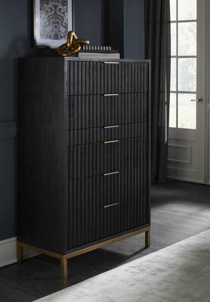 

    
Wire Brushed Black Oak Finish 6-Drawer Chest KENTFIELD by Modus Furniture
