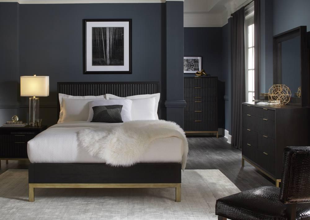 

    
8ZU5P4-F Wire Brushed Black Oak Finish Full Size Platform Bed KENTFIELD by Modus Furniture
