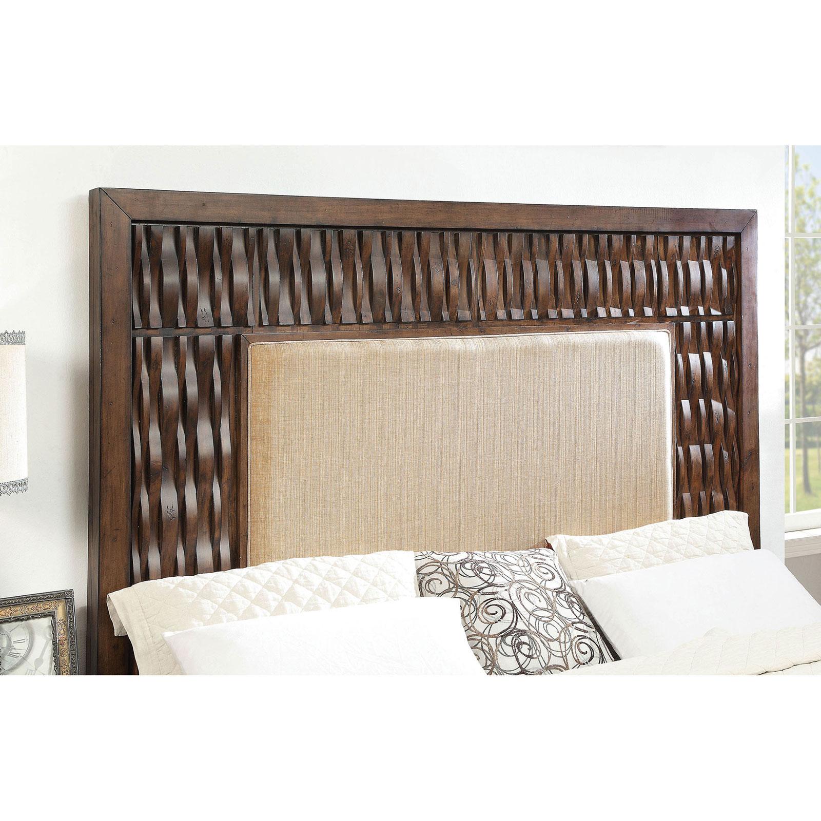 

    
Upholstered King Bedroom Set 4Pcs in Chestnut Eutropia by Furniture of America

