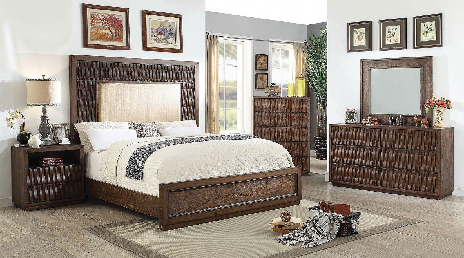 

    
Upholstered King Bedroom Set 5Pcs w/Chest in Chestnut Eutropia by Furniture of America
