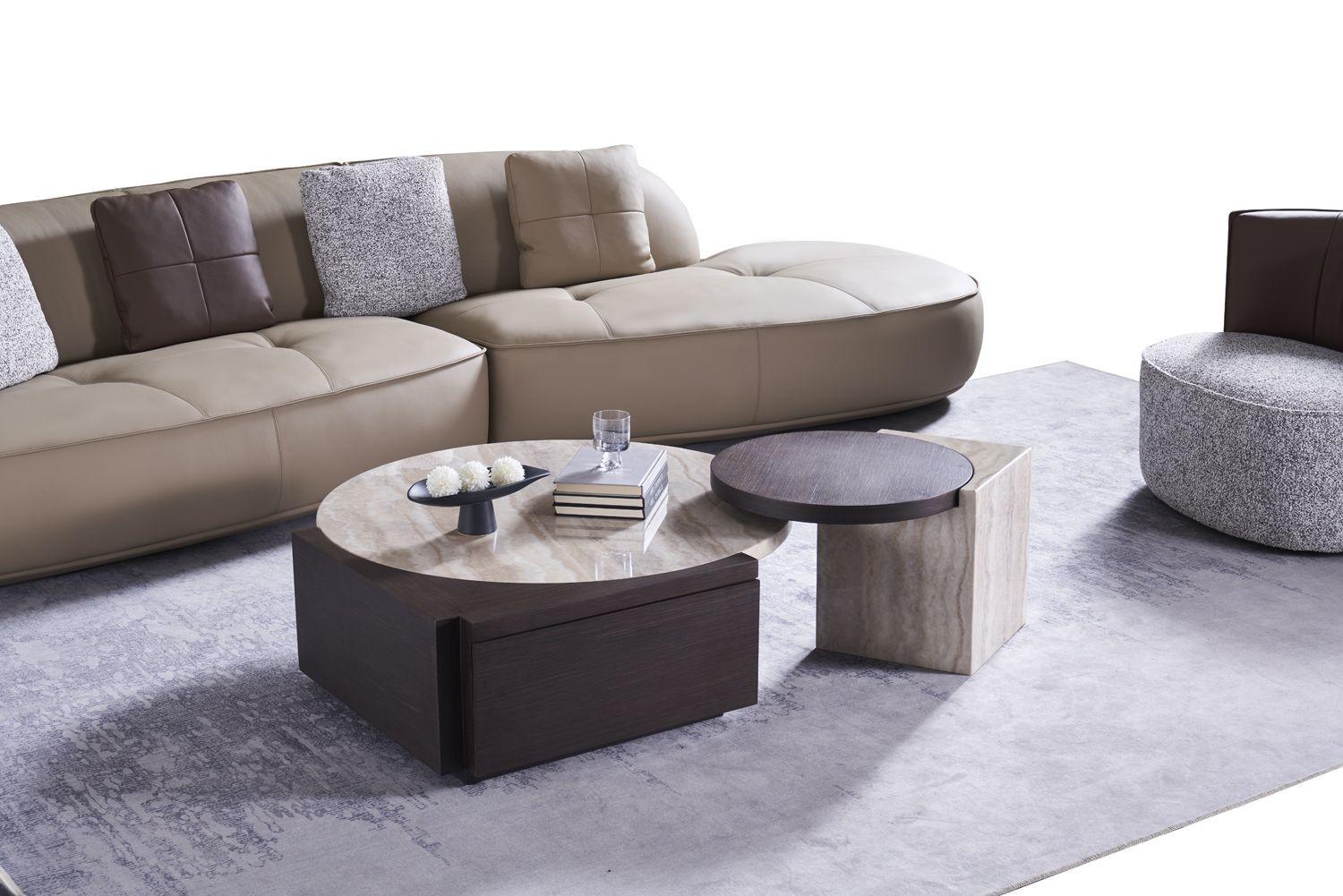 Modern Coffee Table and End Table Set CT-J1029 / ET-J1029 CT-J1029 ET-J1029 in Natural, Dark Brown 
