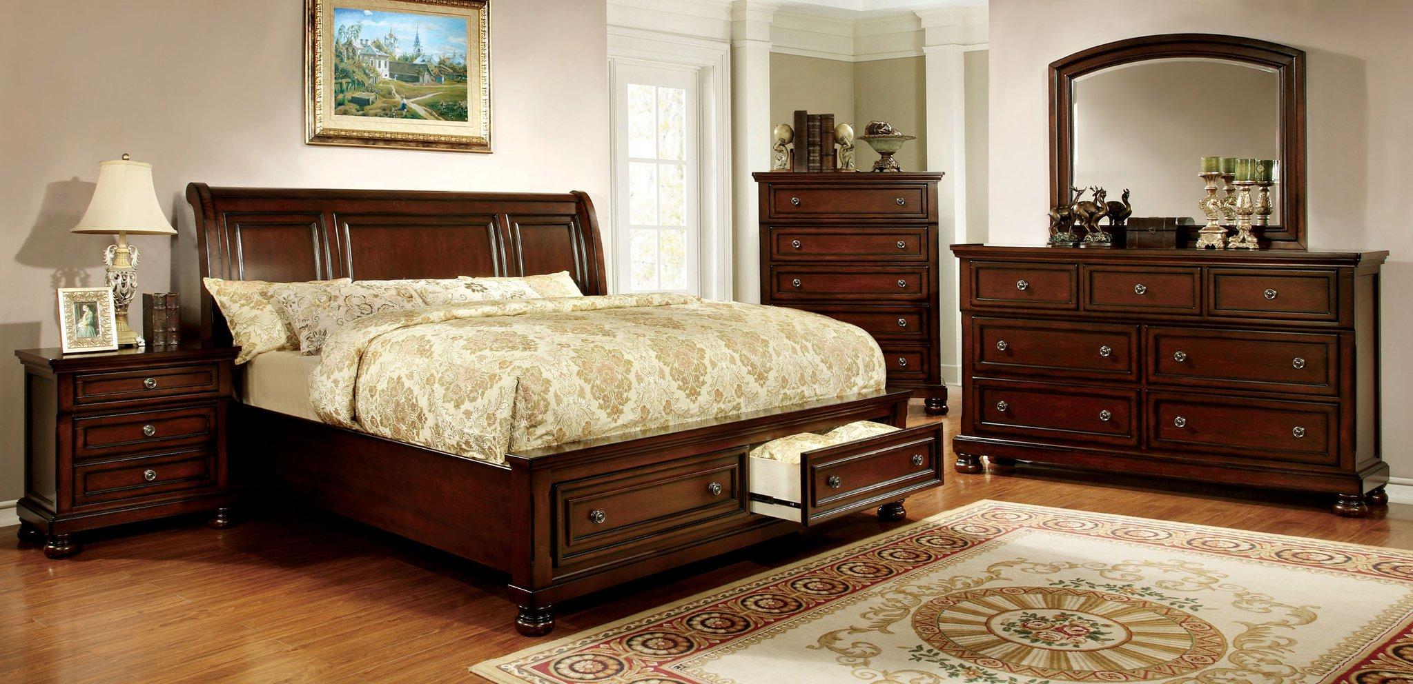 

    
Transitional Wood King Storage Bedroom Set 4Pcs Northville Furniture of America
