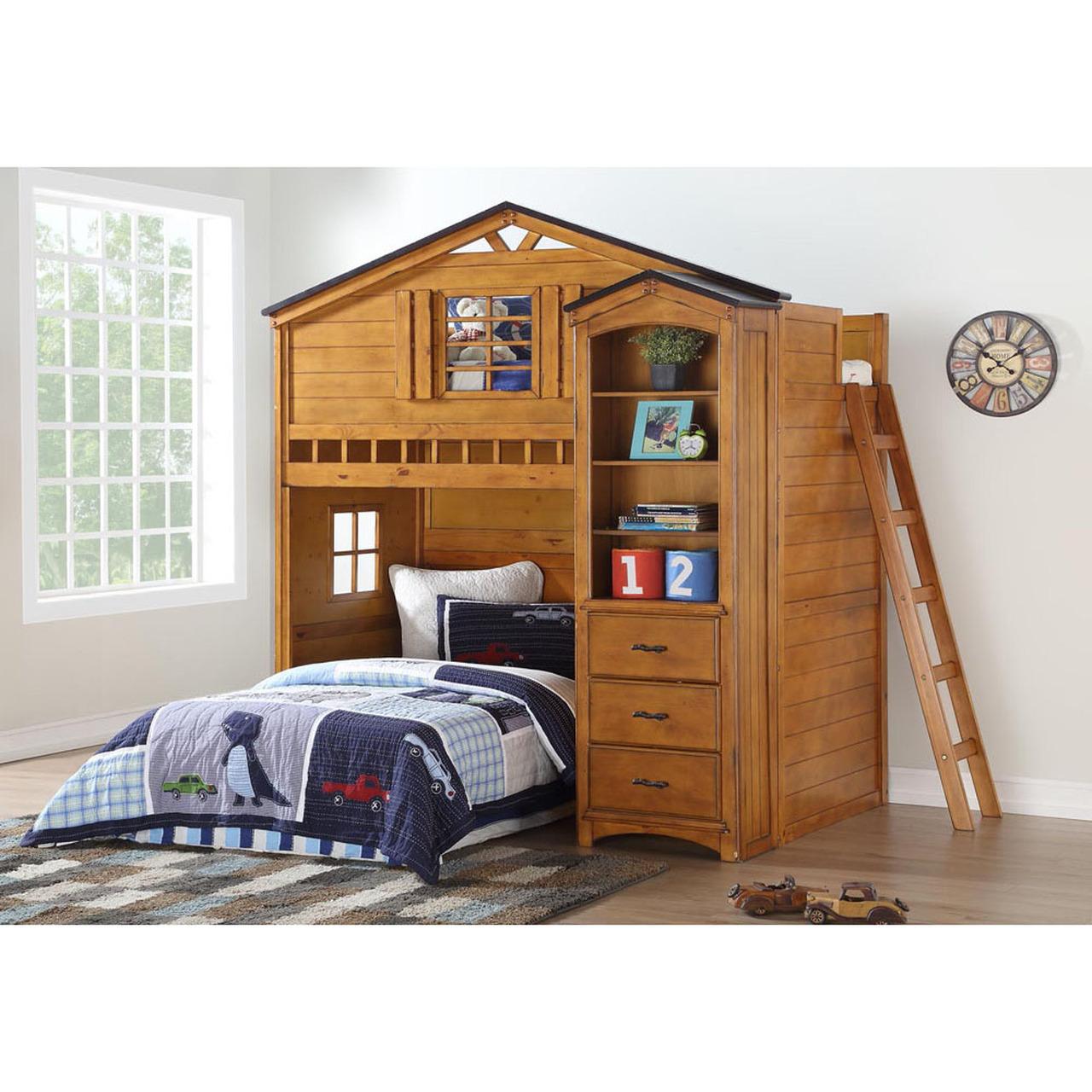 

    
Acme Furniture Tree House Loft Bed Brown Oak 10160
