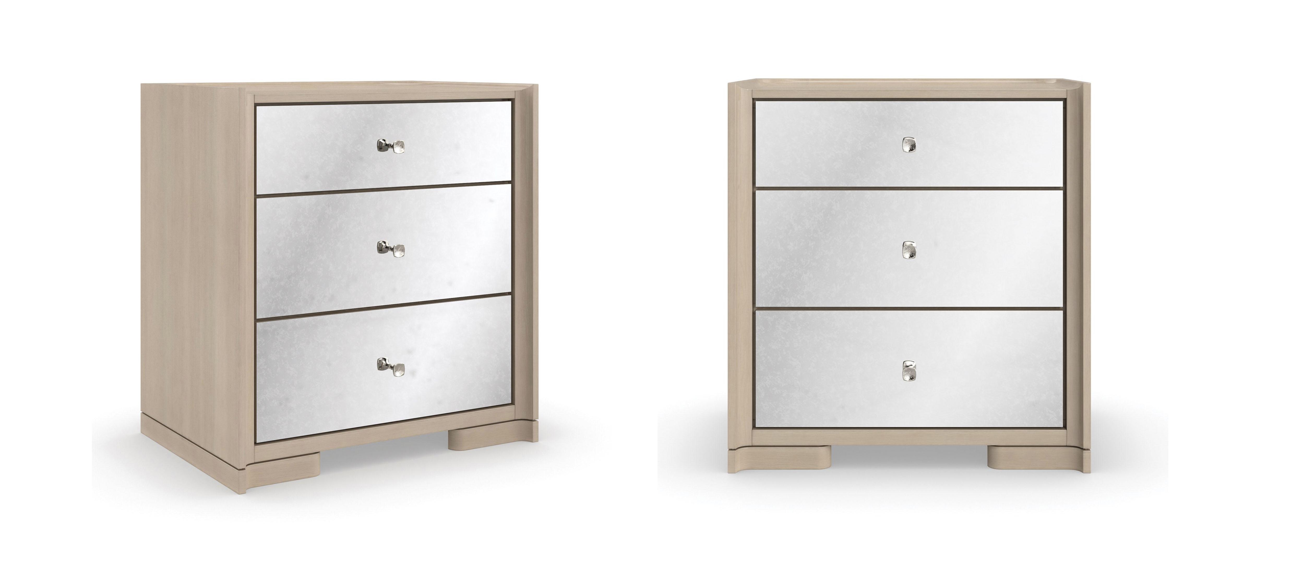 Contemporary Nightstand Set IN YOUR DREAMS CLA-021-063-Set-2 in Mirrored, Beige 