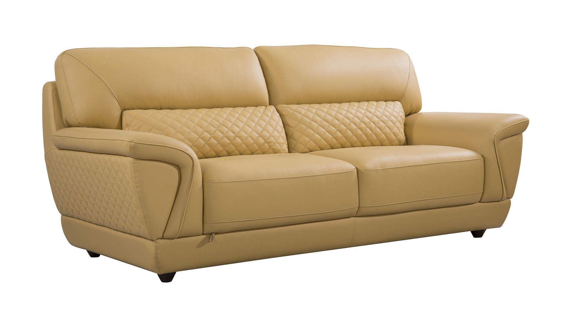 Contemporary, Modern Sofa EK099-YO-SF EK099-YO-SF in Yellow Italian Leather