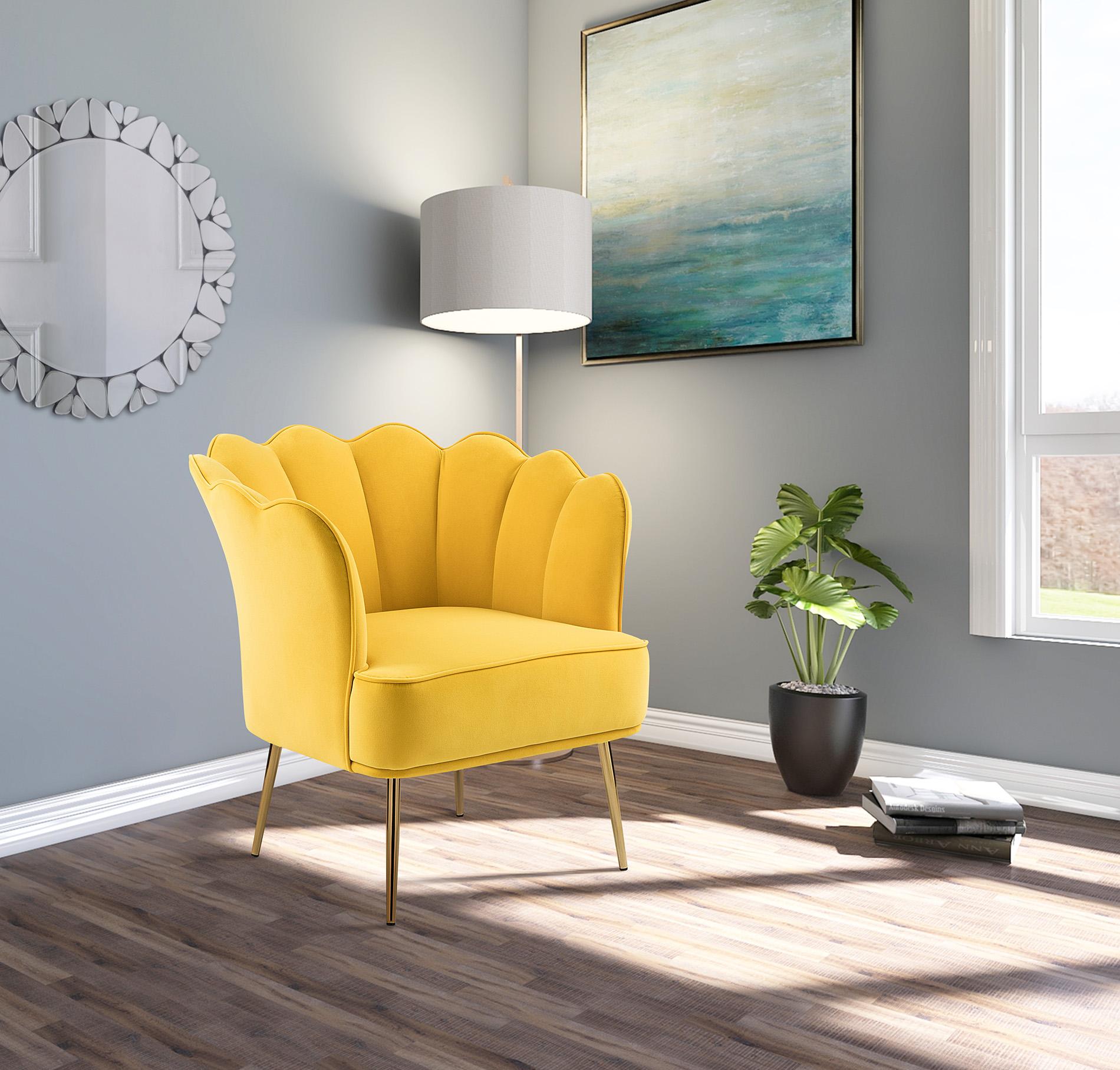

    
Yellow Velvet Channel Tufted Chair JESTER 516Yellow Meridian Contemporary Modern
